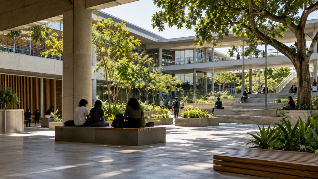 Arquitetura brasileira repensa universidades e transforma pátios em espaços de aprendizagem